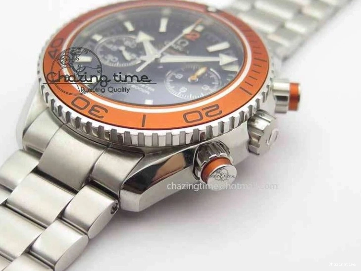 0320 Sophisticated Planet Ocean Master Chronometer Chrono SS OM 1:1 Best Edition Orange On SS Bracelet A 8156